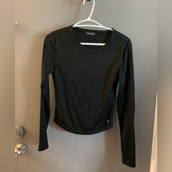 Anine Bing Black Fitted Long Sleeve ribbed Jane top - Picture 5 of 9